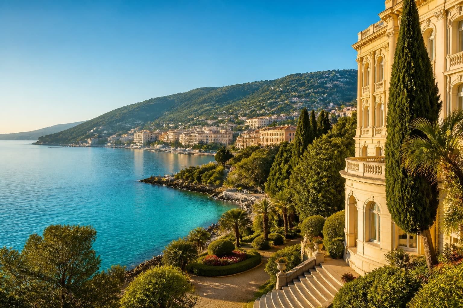 Panoramic view of Opatija coastline